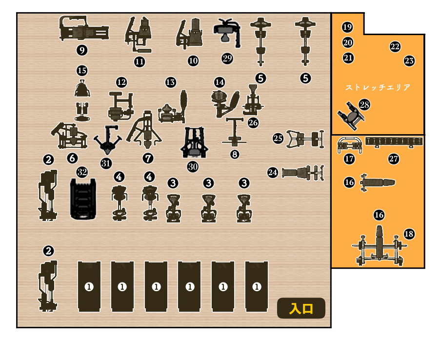 L.TIMEFITNESS マシン配置図